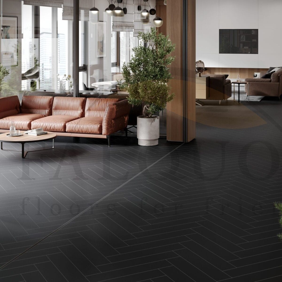 Кварц-винил The Floor Herringbone U190 Black HB — изображение 3